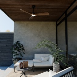 Ventilador de techo CARLA L negro y palas madera oscura con luz Sulion