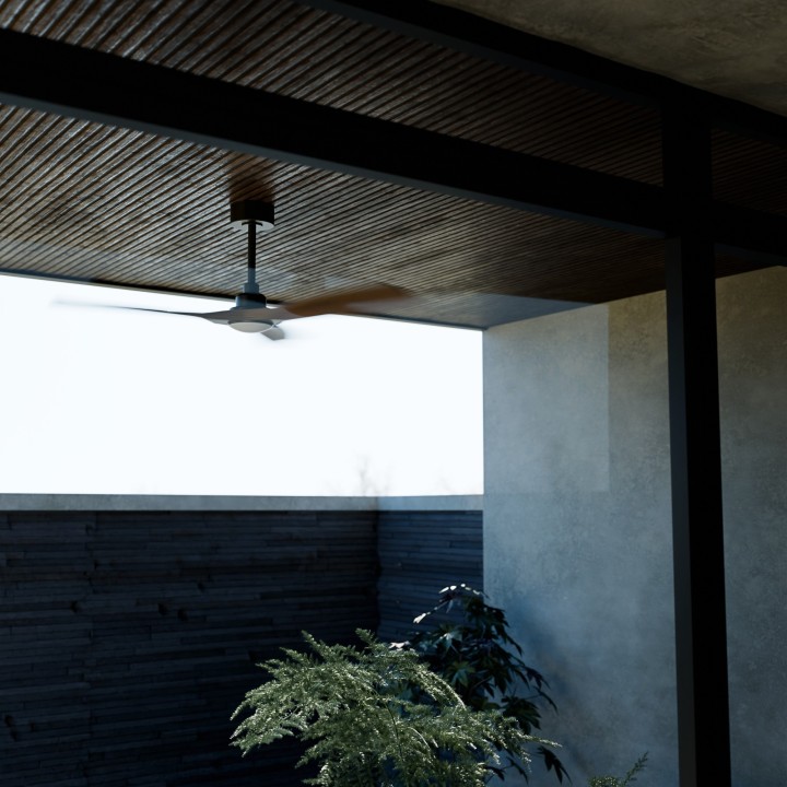 Ventilador de techo CARLA L negro y palas madera oscura con luz Sulion