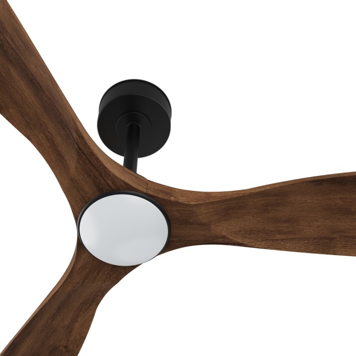 Ventilador de techo CARLA L negro y palas madera oscura con luz Sulion