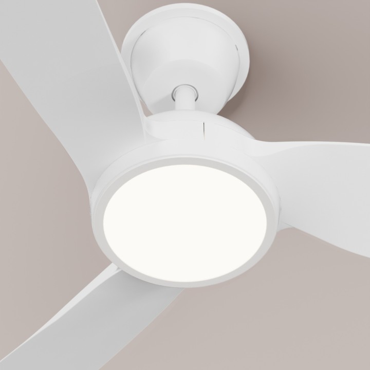 Ventilador DANA blanco de techo exterior con luz IP66 – Sulion