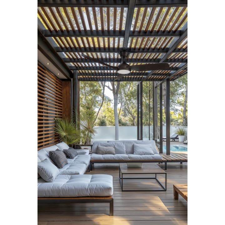 Ventilador DANA marrón óxido exterior con luz IP66 – Sulion