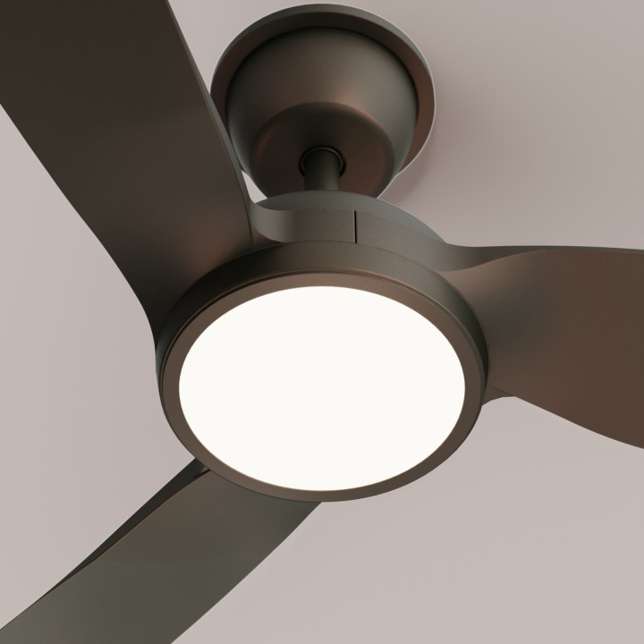 Ventilador DANA marrón óxido exterior con luz IP66 – Sulion