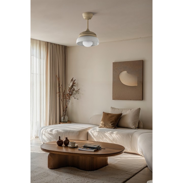 Ventilador EMMA S de techo con luz y pantalla decorativa – Sulion