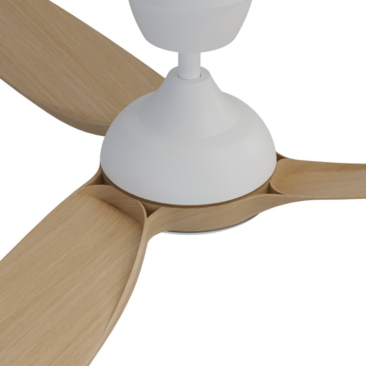Ventilador DANA blanco con palas de madera sin luz IP66 – Sulion