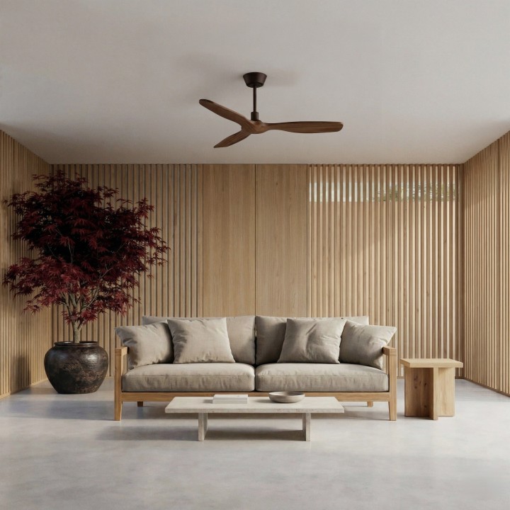Ventilador BALCONY NEO M marrón óxido palas madera oscura sin luz Sulion