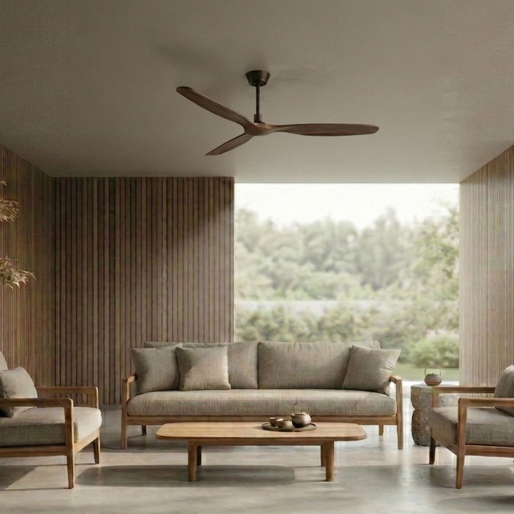 Ventilador BALCONY NEO L marrón óxido palas madera oscura sin luz Sulion