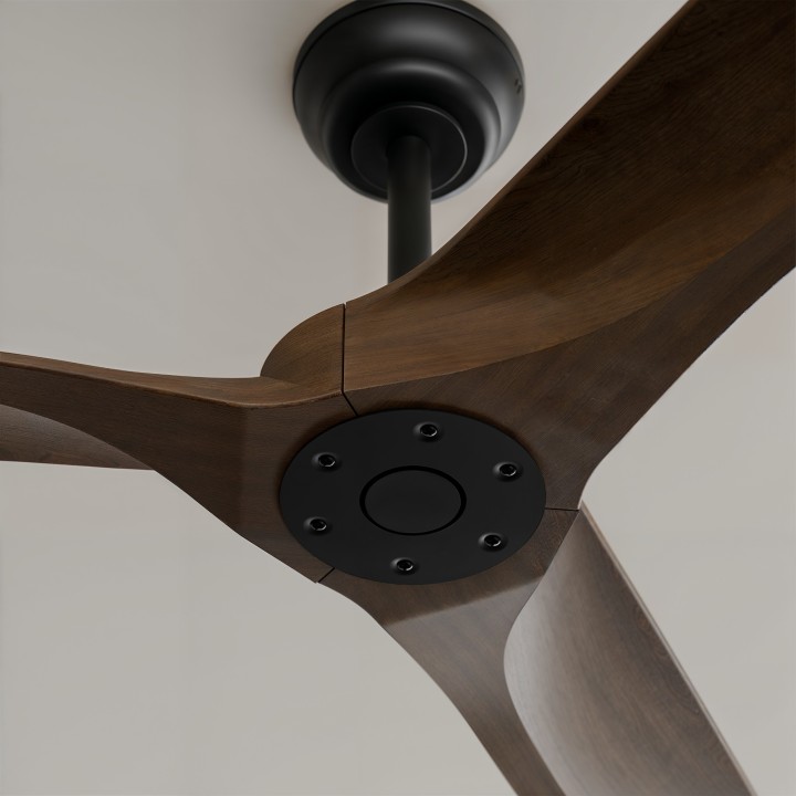 Ventilador NOVA XXL negro palas de madera oscura sin luz – Sulion