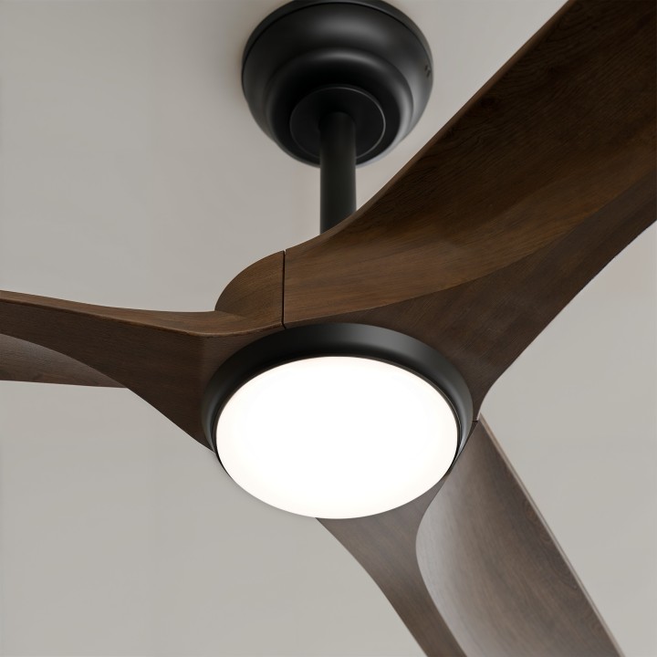 Ventilador NOVA XL negro palas de madera oscura con luz – Sulion
