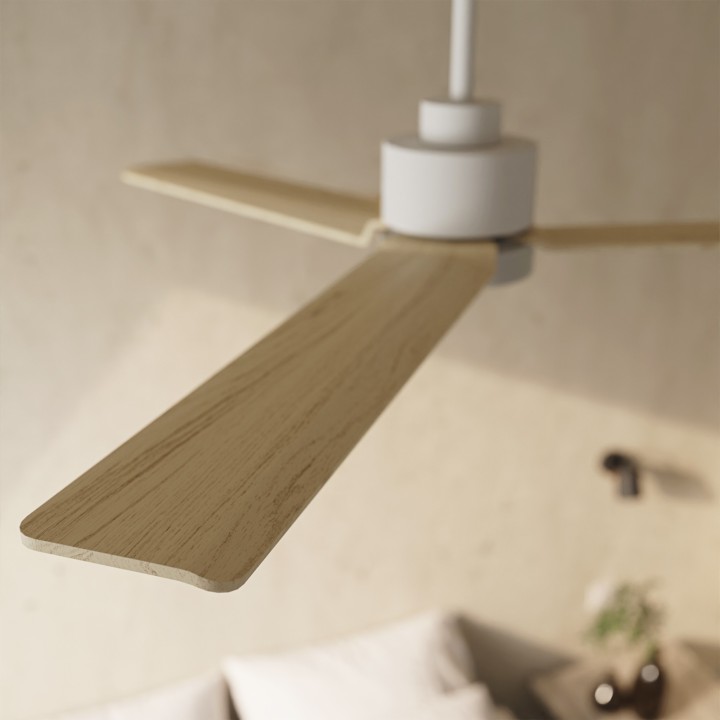 Ventilador ANNE M blanco palas madera clara sin luz – Sulion