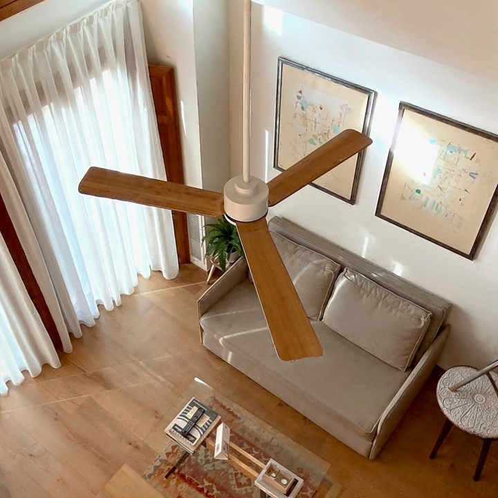 Ventilador ANNE M blanco palas madera oscura sin luz – Sulion