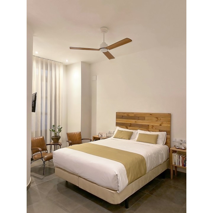 Ventilador ANNE M blanco palas madera oscura sin luz – Sulion