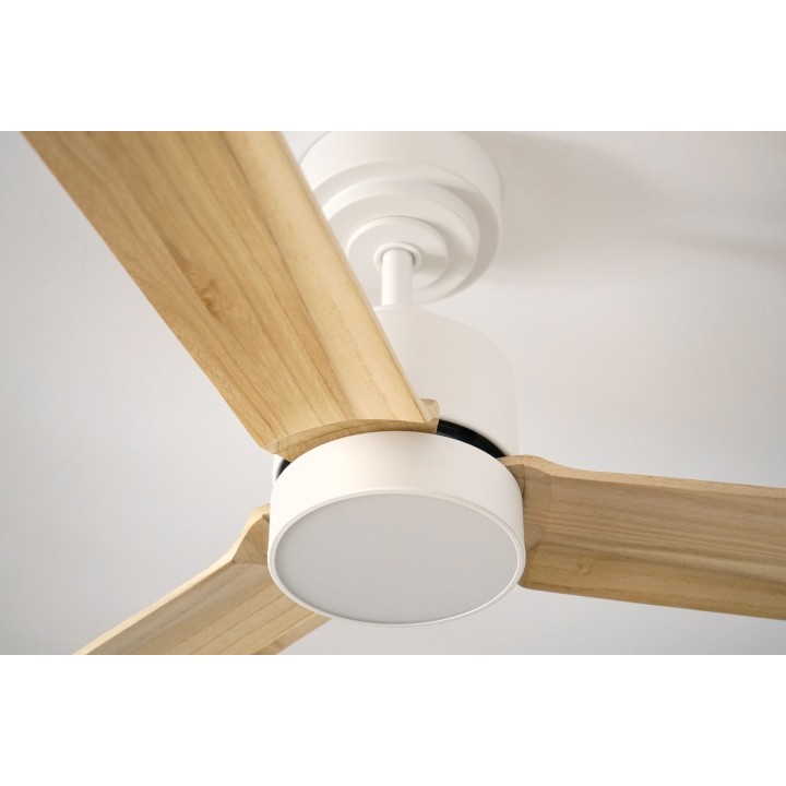 Ventilador ANNE M blanco palas madera clara luz general – Sulion