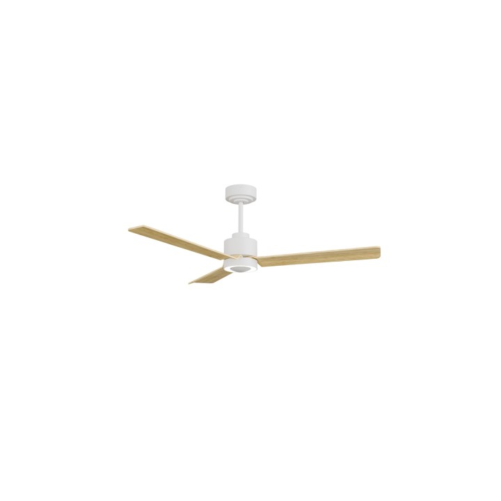 Ventilador ANNE M blanco palas madera clara luz indirecta – Sulion