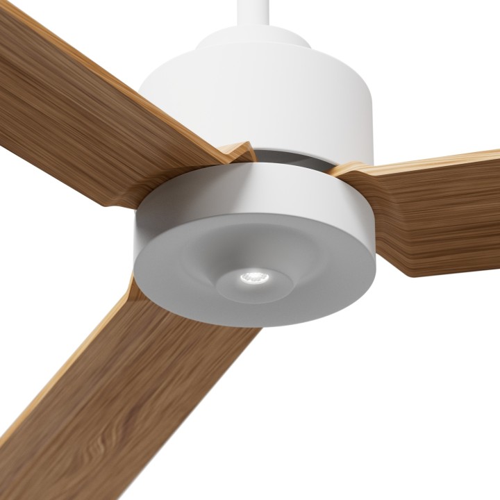 Ventilador ANNE M blanco palas madera media luz confort – Sulion