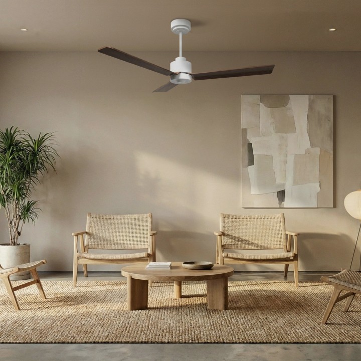 Ventilador ANNE M blanco palas madera oscura luz confort – Sulion