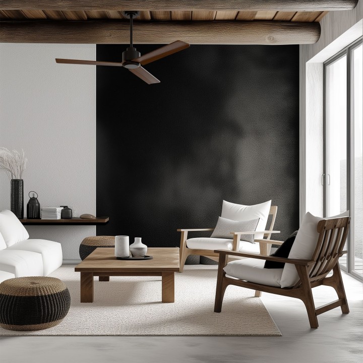 Ventilador ANNE M negro palas madera oscura sin luz – Sulion