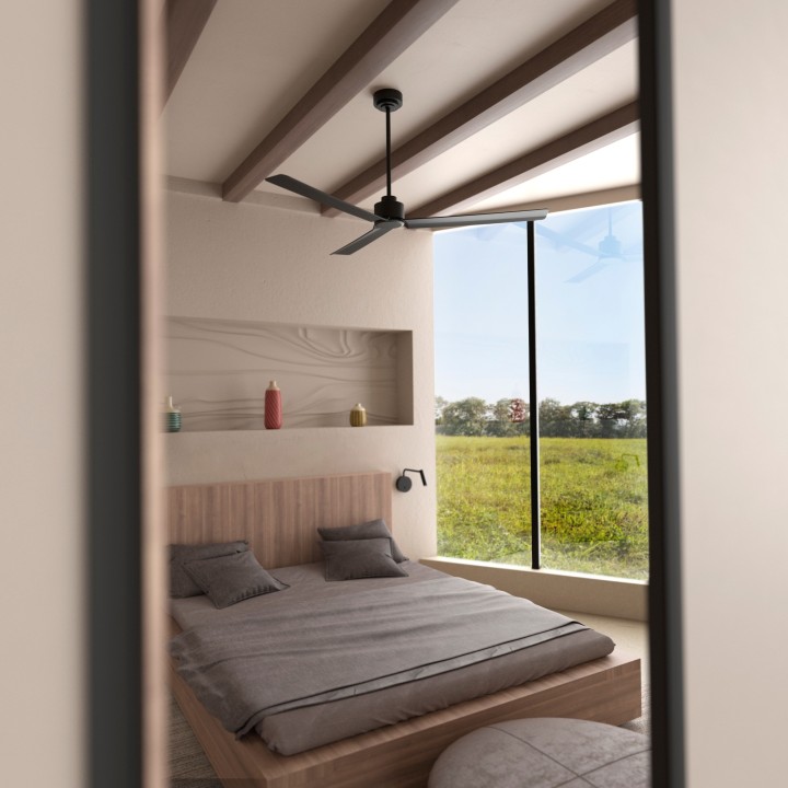 Ventilador ANNE XL negro palas negras sin luz – Sulion
