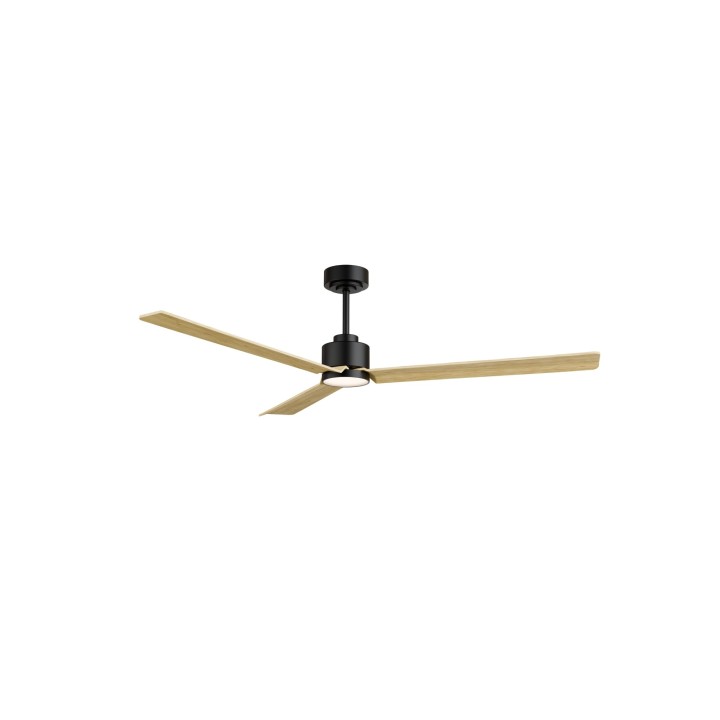 Ventilador ANNE XL negro palas madera clara luz general – Sulion