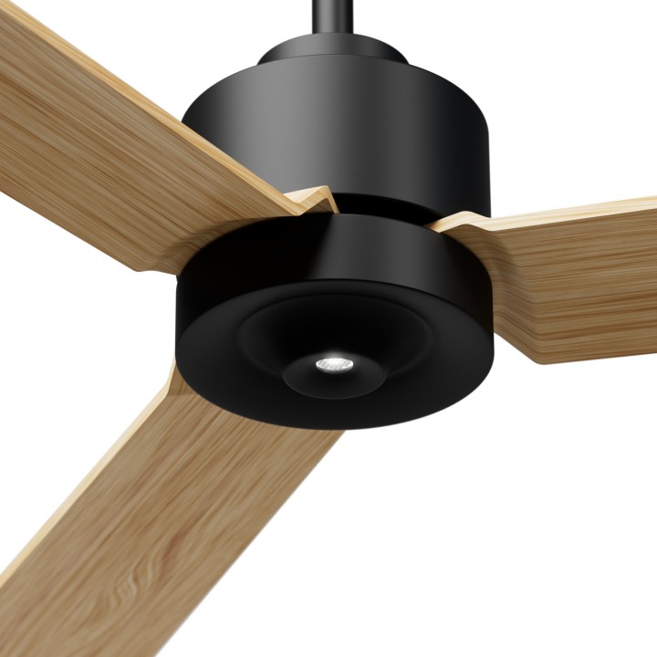 Ventilador ANNE M negro palas madera clara luz confort – Sulion