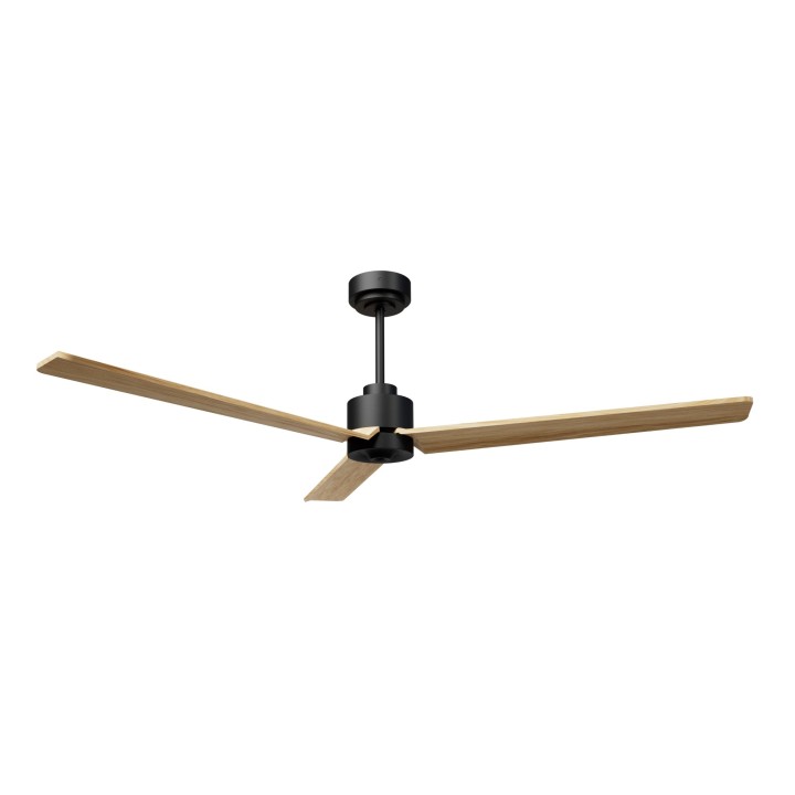 Ventilador ANNE XL negro palas madera clara luz confort – Sulion
