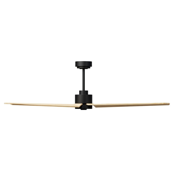 Ventilador ANNE XL negro palas madera clara luz confort – Sulion