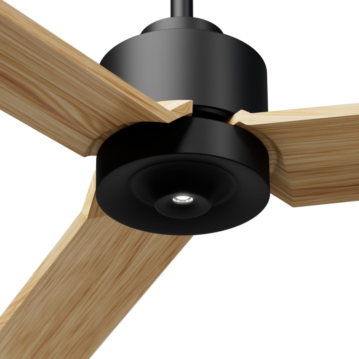 Ventilador ANNE XL negro palas madera clara luz confort – Sulion