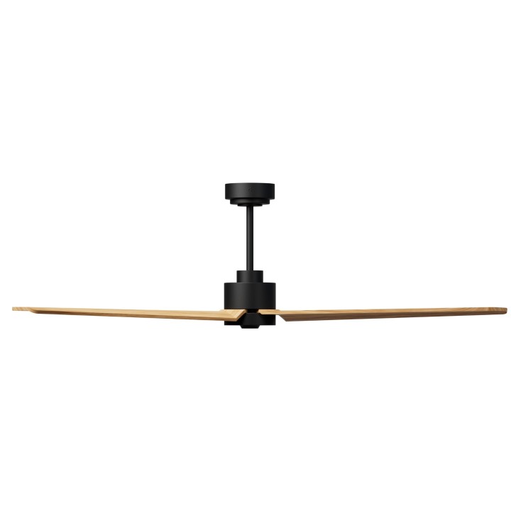 Ventilador ANNE XL negro palas madera media luz confort – Sulion