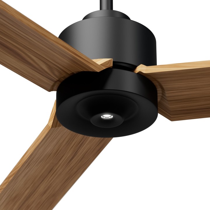 Ventilador ANNE XL negro palas madera media luz confort – Sulion