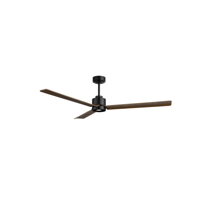 Ventilador ANNE XL negro palas madera oscura luz focal – Sulion