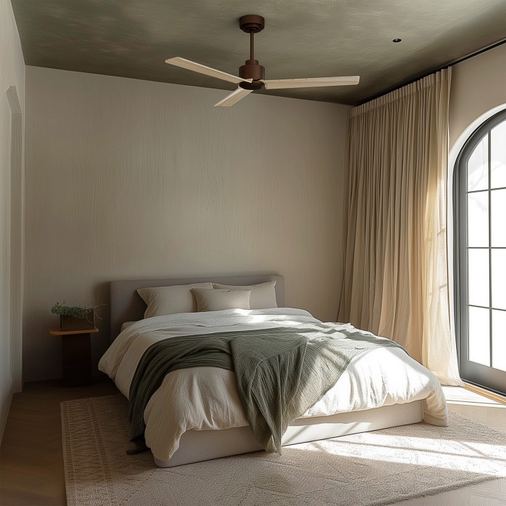Ventilador ANNE M marrón óxido palas madera clara sin luz – Sulion