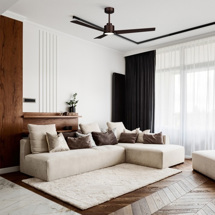Ventilador ANNE M marrón óxido palas marrón óxido luz general – Sulion