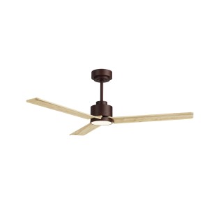 Ventilador ANNE M marrón óxido palas madera clara luz general – Sulion