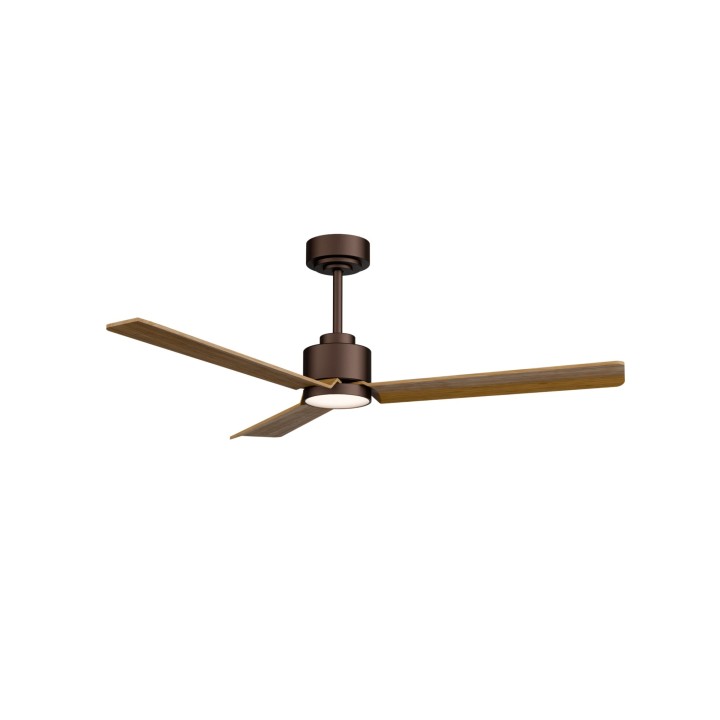Ventilador ANNE M marrón óxido palas madera media luz general – Sulion