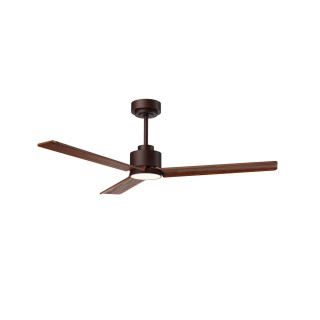 Ventilador ANNE M marrón óxido palas madera oscura luz general – Sulion