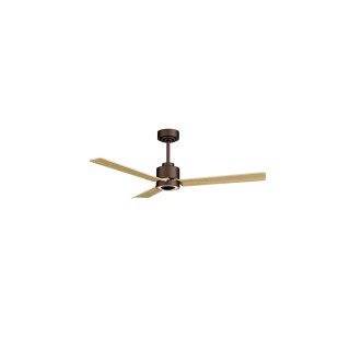 Ventilador ANNE M marrón óxido palas madera clara luz indirecta Sulion