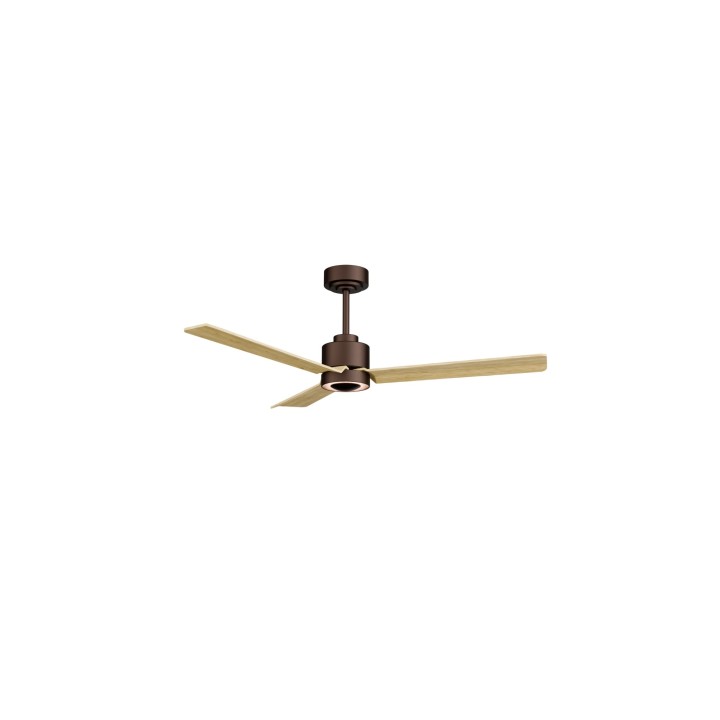 Ventilador ANNE M marrón óxido palas madera clara luz indirecta Sulion
