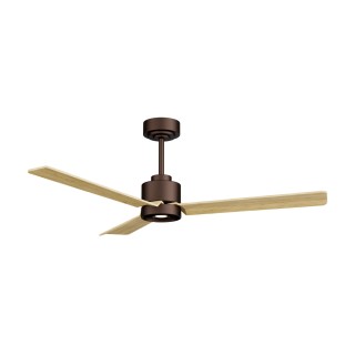 Ventilador ANNE M marrón óxido palas madera clara luz focal – Sulion