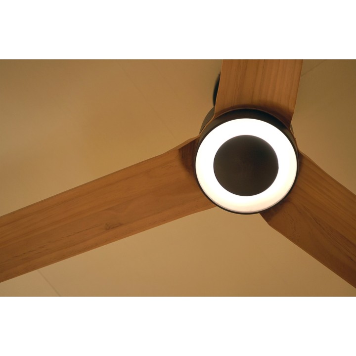 Ventilador ANNE M marrón óxido palas madera media luz indirecta – Sulion