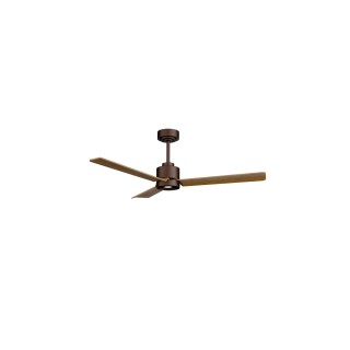 Ventilador ANNE M marrón óxido palas madera media luz focal – Sulion