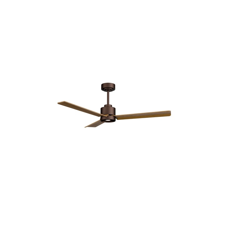 Ventilador ANNE M marrón óxido palas madera media luz focal – Sulion