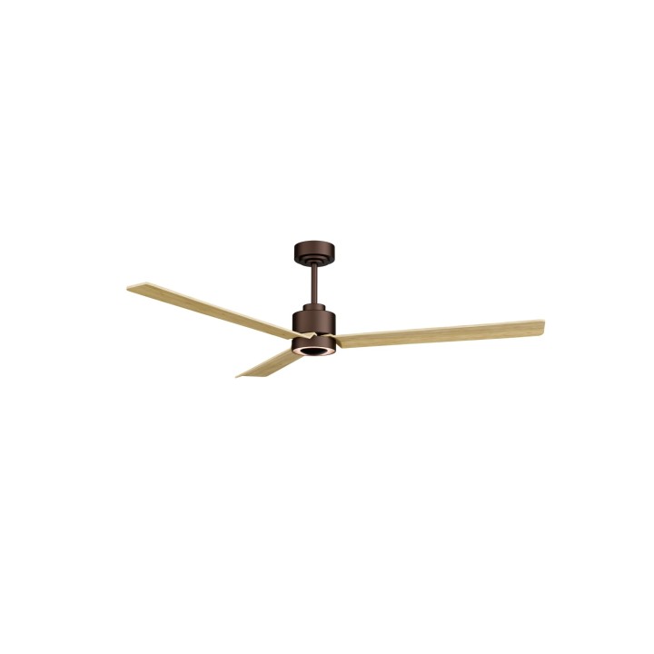 Ventilador ANNE XL marrón óxido pala madera clara luz indirecta Sulion
