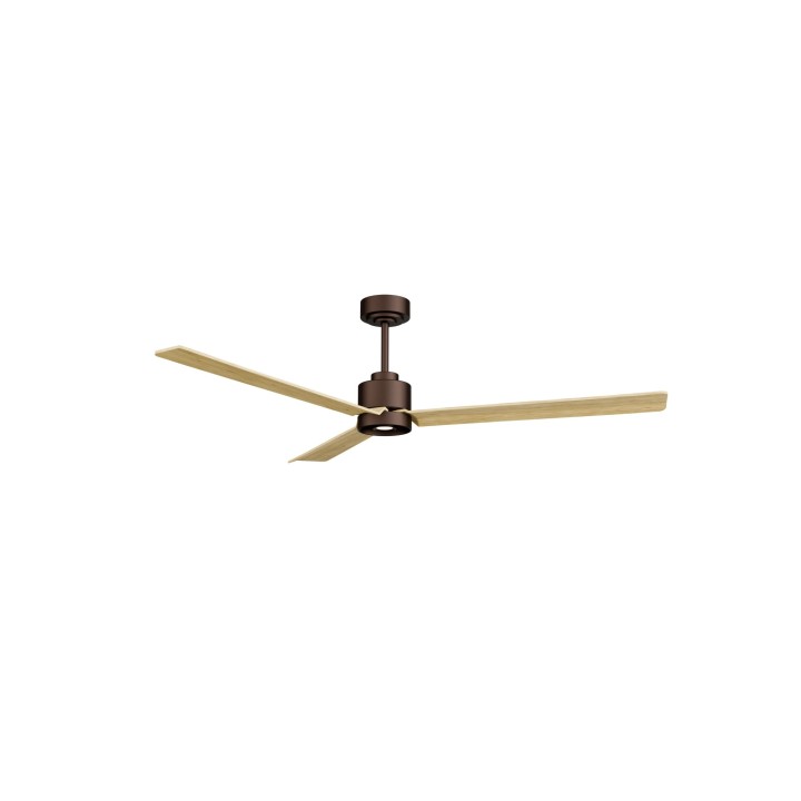 Ventilador ANNE XL marrón óxido palas madera clara luz focal – Sulion