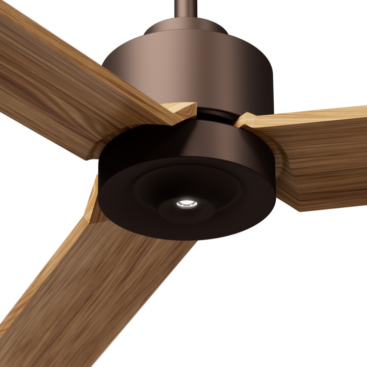 Ventilador ANNE XL marrón óxido palas madera media luz confort Sulion