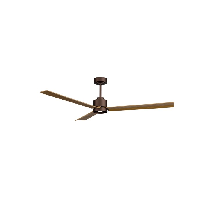 Ventilador ANNE XL marrón óxido palas madera media luz focal – Sulion