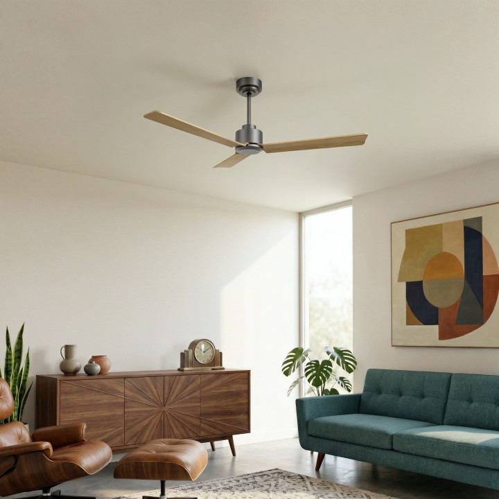 Ventilador ANNE M gris grafito palas madera clara sin luz – Sulion