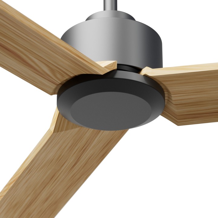 Ventilador ANNE XL gris grafito palas madera clara sin luz – Sulion