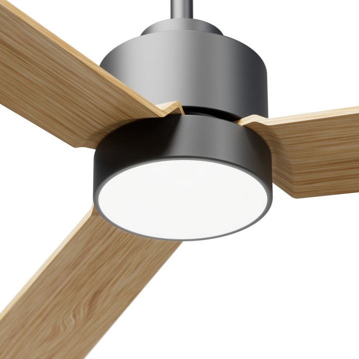 Ventilador ANNE M gris grafito palas madera clara luz general – Sulion