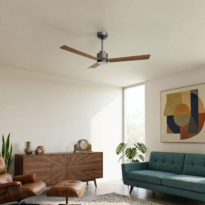 Ventilador ANNE M gris grafito palas madera media luz general – Sulion