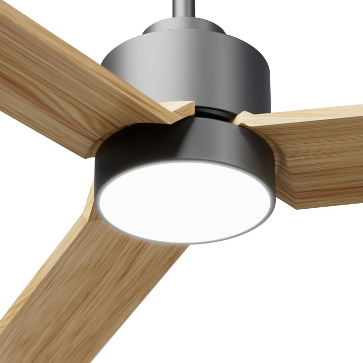 Ventilador ANNE XL gris grafito palas madera clara luz general Sulion