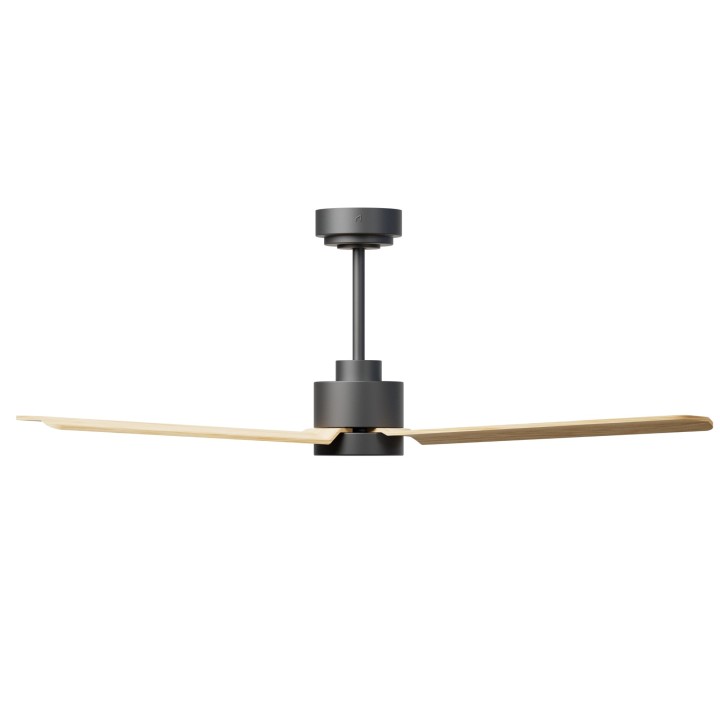Ventilador ANNE M gris grafito palas madera clara luz focal – Sulion